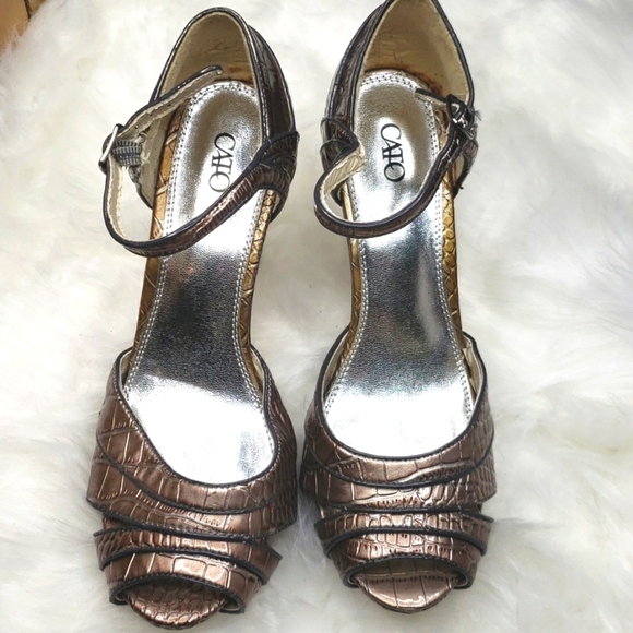 Cato Alligator Platform Spike Heels Sandals Ankle Strap 8M - Picture 2 of 7